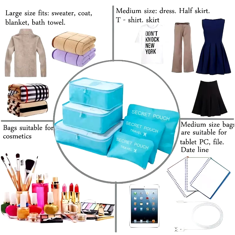 6 Pcs Travel Storage Bags